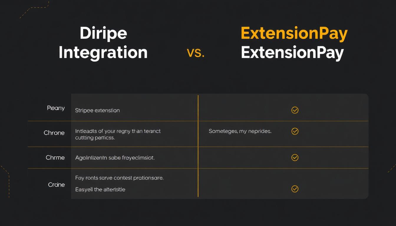 Side-by-side comparison table of Direct Stripe vs ExtensionPay for Chrome extensions